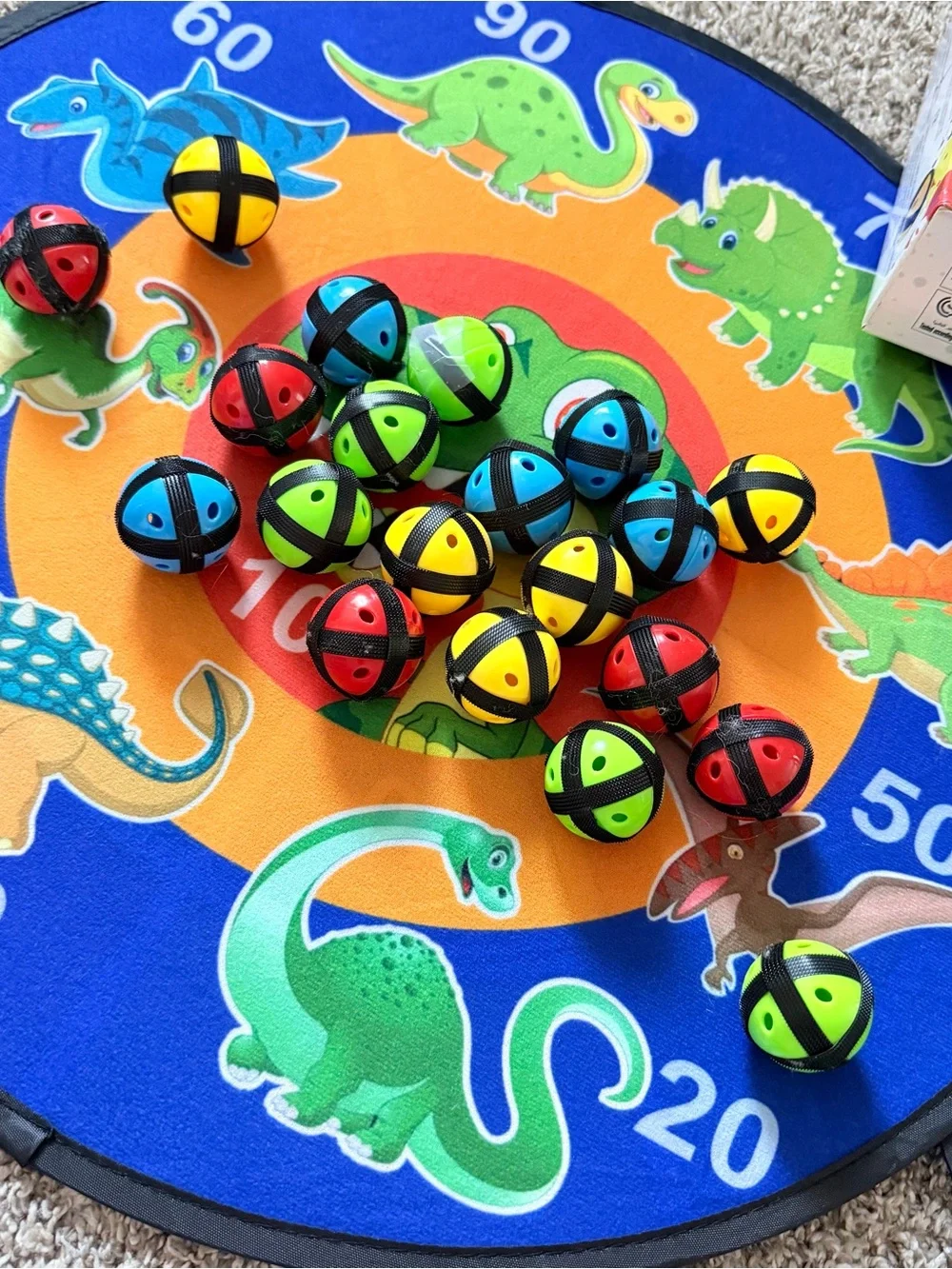 Maburaho Sticky Ball Fabric Dart Board Set Dino/Solar, 2 Targets 3+ w/20 balls